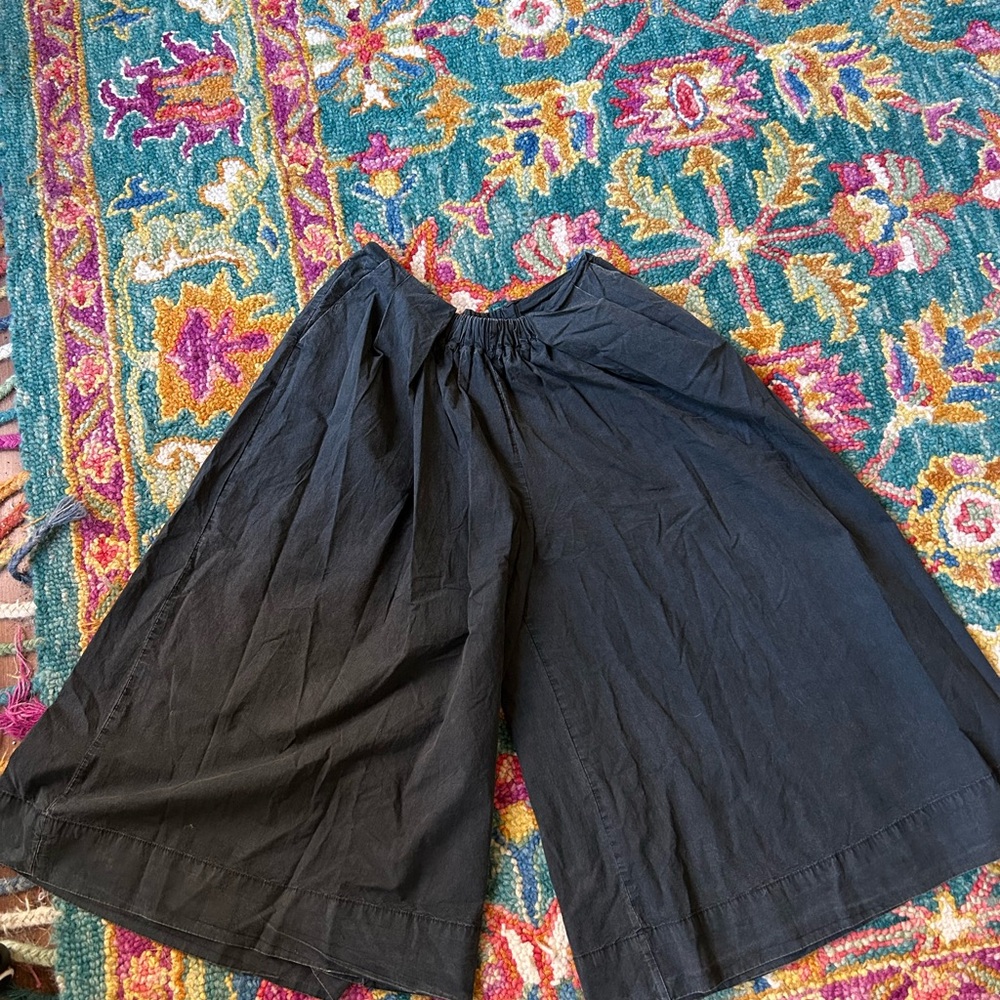 Free People Black Pleated Midi Wide Leg Pants